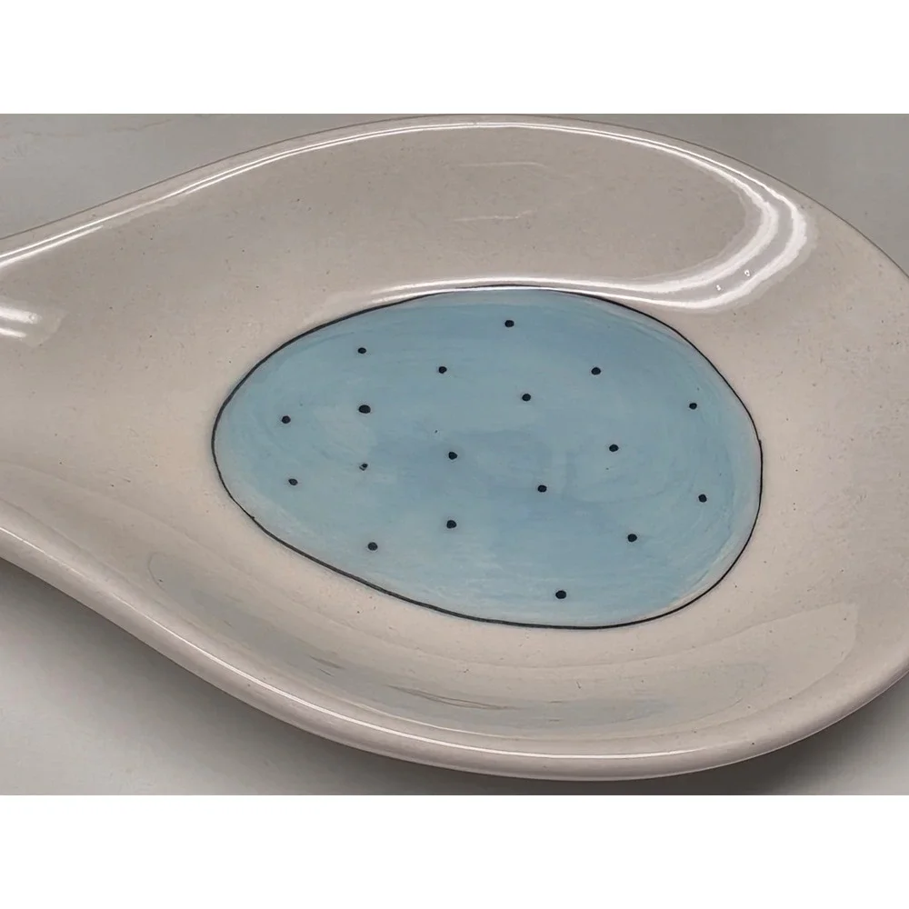 Rae Dunn REST‎ Spoon Rest Blue Spotted Egg Artisan Collection by Magenta Ceramic
